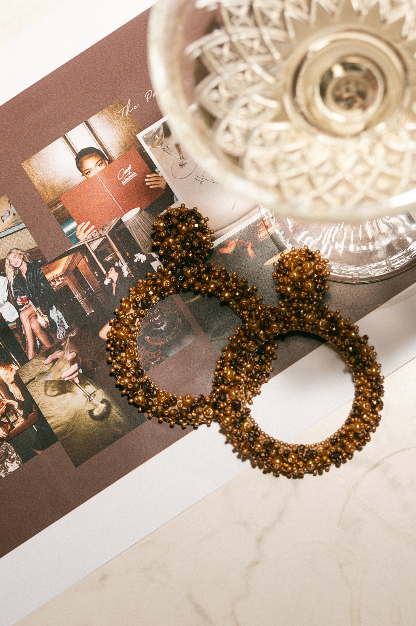 Beaded Hoops Earrings - Brown